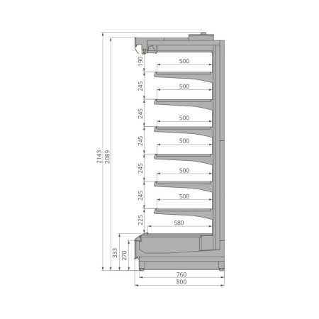 Холодильная горка Brandford Tesey 2080 Slim Portable 250 (вынос) fedosline