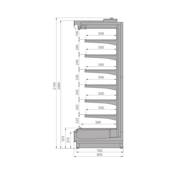 Холодильная горка Brandford Tesey 2080 Slim Portable 250 (вынос) fedosline