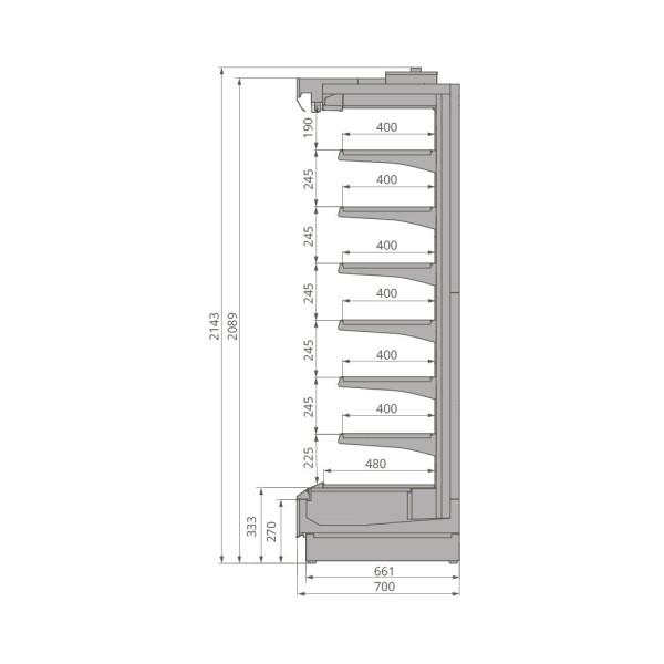 Холодильная горка Brandford Tesey 2080 Ultra Slim Portable 375 (вынос) fedosline