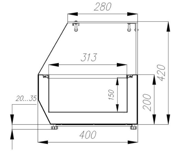 Витрина холодильная настольная A40 SM 1,6-G (7 GN1/3) fedosline