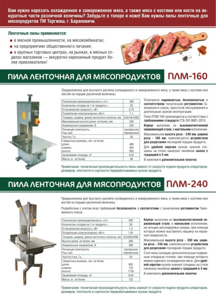 Пила для резки мяса ленточная ПЛМ-240 fedosline