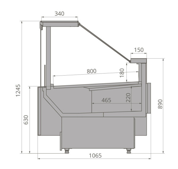 Витрина холодильная Brandford Calypso Slim 250 вентилируемая (вынос) fedosline