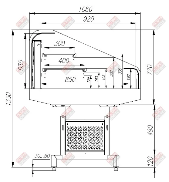 Витрина холодильная Fudzi PF11-13 VM 1,25-2 9006 для промоакций fedosline
