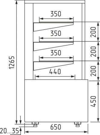 Витрина хлебная K70 N 0,9-1 Light 0012-0109 (хлебная 0,9 Carboma) с фронтальным стеклом fedosline