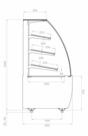 Витрина хлебная K70 N 0,9-1 Light Bread 9005 версия 2.0 fedosline
