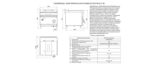 Сковорода опрокидывающаяся 900 серии Abat ЭСК-90-0,27-40 fedosline